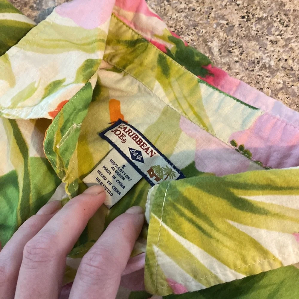 Caribbean Joe Floral Lightweight Cotton Short Sleeve Top Small - Picture 3 of 14